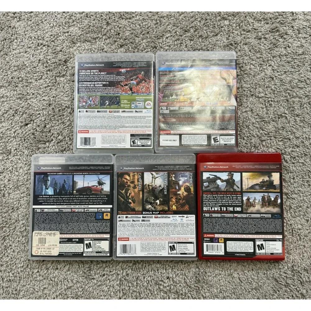 LOT‎ OF 5 PS3 Video Games Red Dead Redemption GTA5 2k12 FIFA Call Of Duty Retro